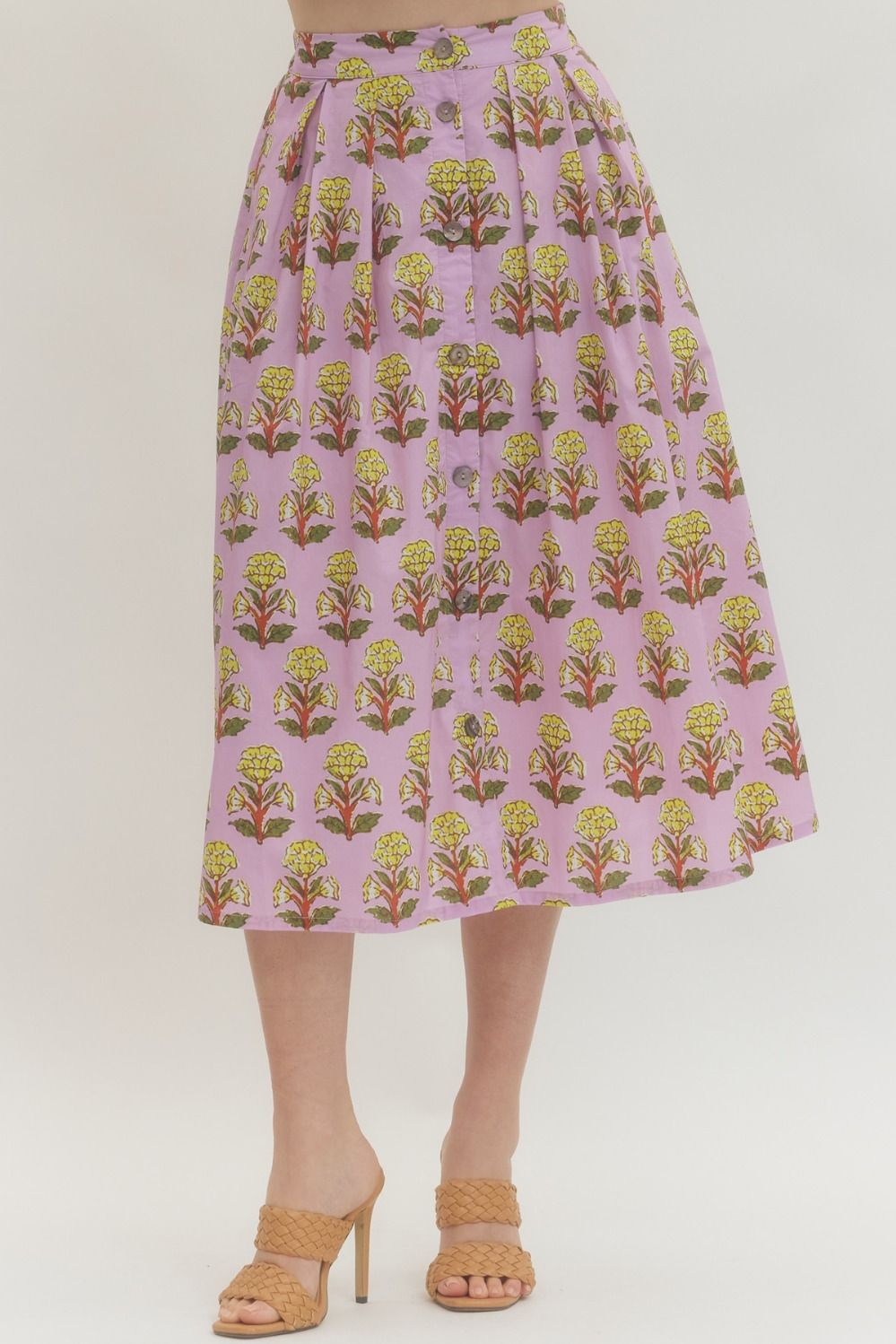 ENTRO Floral Midi Skirt In Lavender *COMING SOON*