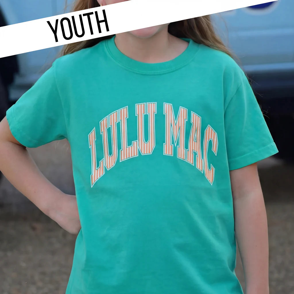 Youth Stripe Cream Sickle Sky/Island Green Youth Comfort Colors Tee