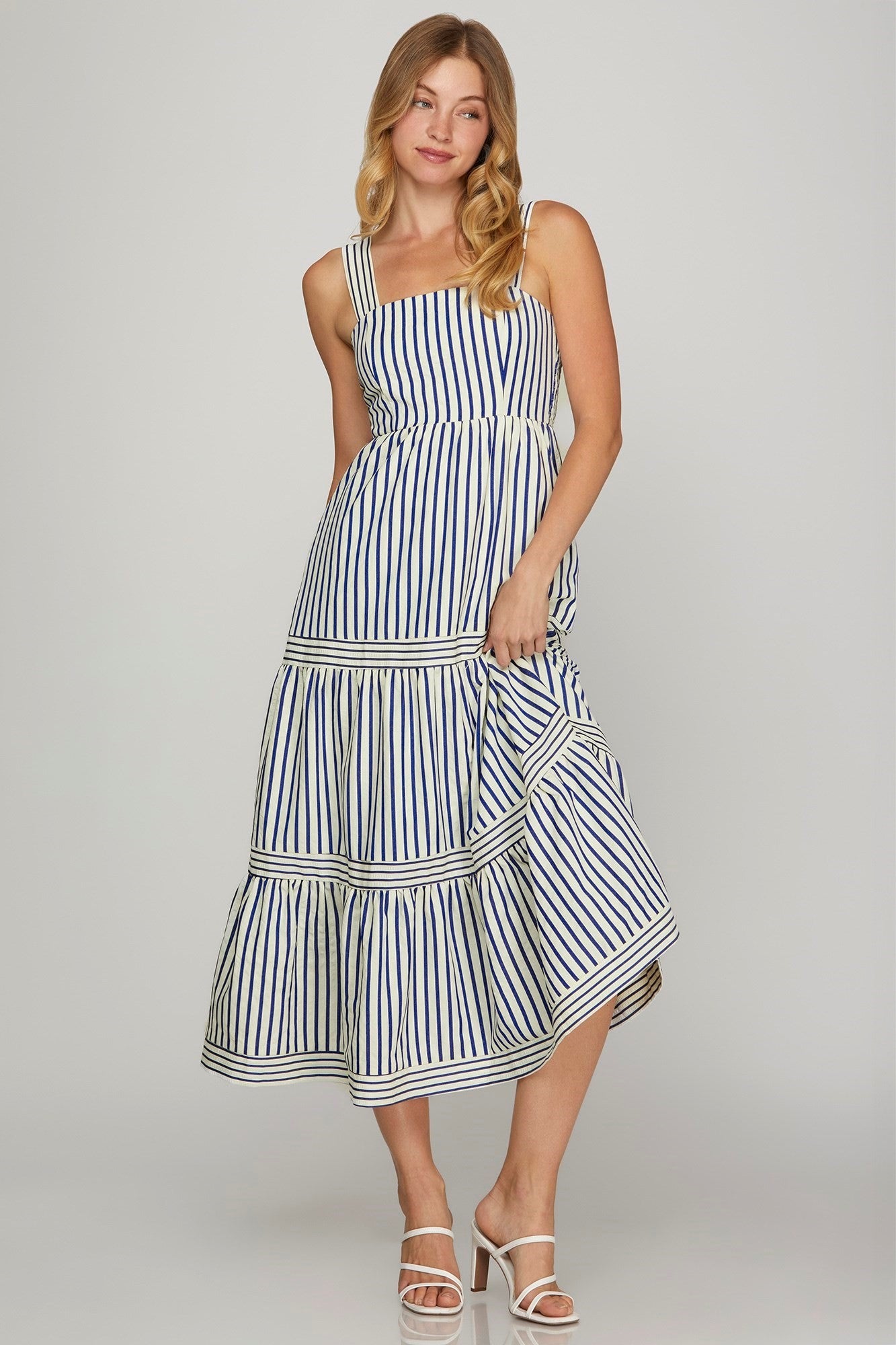 She + Sky Navy Stripe Maxi Dress
