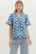 ENTRO Navy Floral Pullover Top