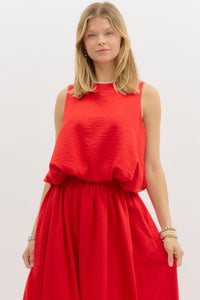 ENTRO Red Bubble Hem Top