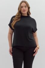 Entro Solid Knit Mock Neck Top PLUS Sizes In Black