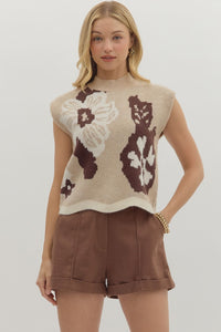 Entro Floral Muscle Sleeve Sweater In Oatmeal *COMING SOON*