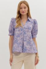 Entro Floral Pleated Top In Violet