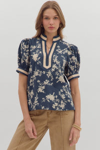 Entro Floral Caftan Top In Midnight *COMING SOON*
