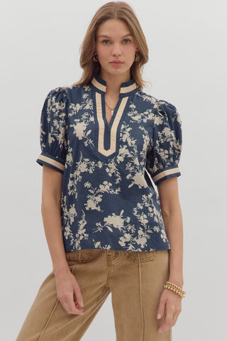 Entro Floral Caftan Top In Midnight *COMING SOON*