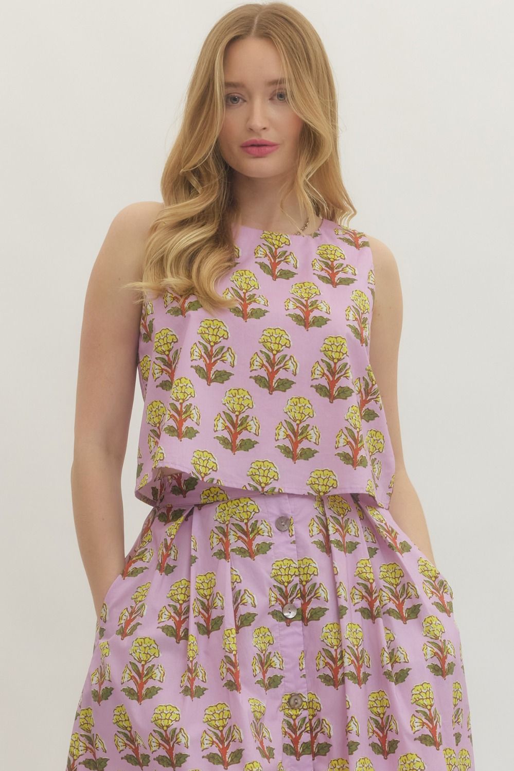 ENTRO Floral Sleeveless Top In Lavender *COMING SOON*