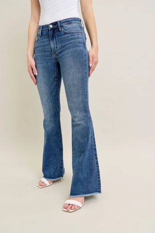 Judy Blue Vintage Wash Flare Denim With Fray Hem *COMING SOON*