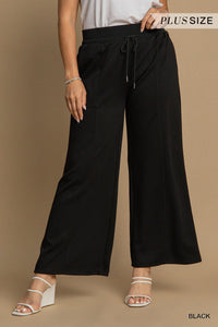Umgee Luxeknit Lounge Pants In Black PLUS Sizes