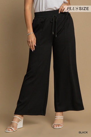 Umgee Luxeknit Lounge Pants In Black PLUS Sizes