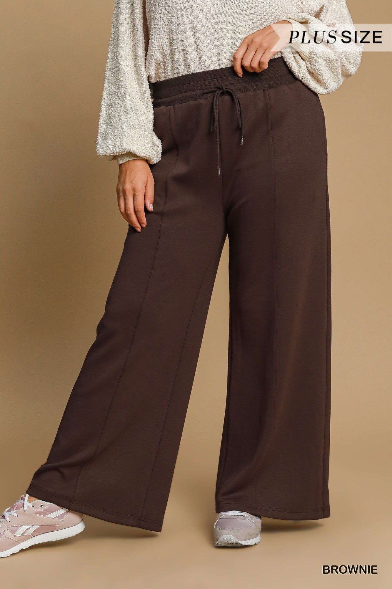 Umgee Luxeknit Lounge Pants In Brown PLUS Sizes *FINAL SALE*