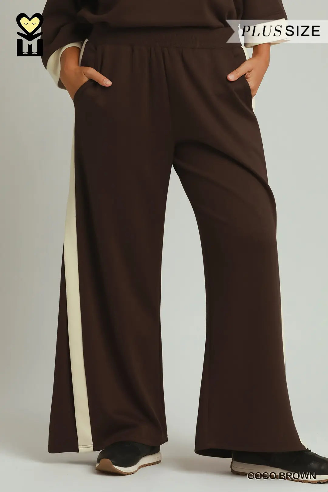 UMGEE Colorblock Pants In Coco Brown PLUS Sizes