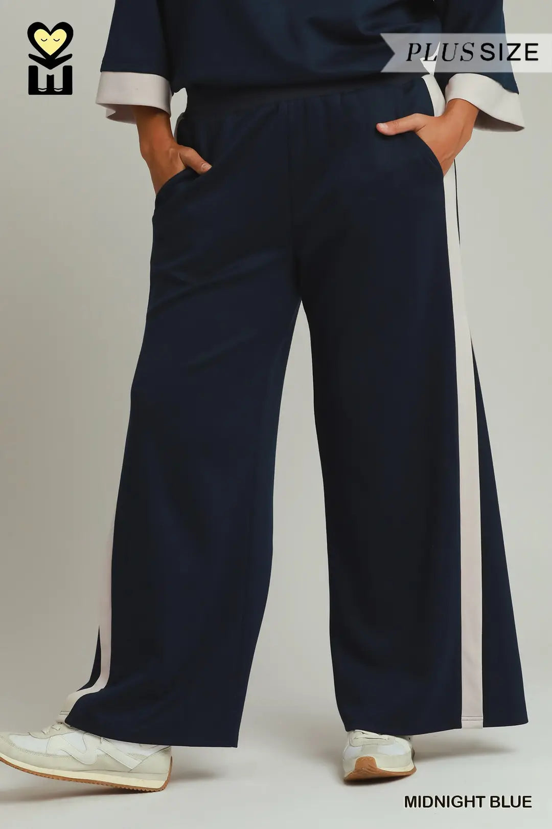 UMGEE Colorblock Pants In Midnight Blue PLUS Sizes
