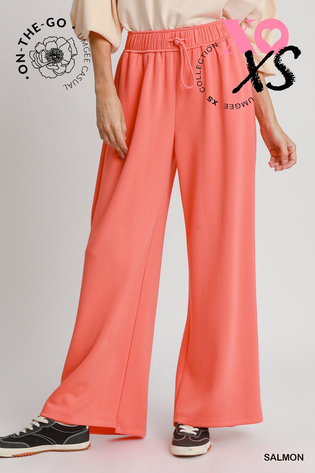 Umgee Luxeknit Pull-On Sweatpants In Salmon