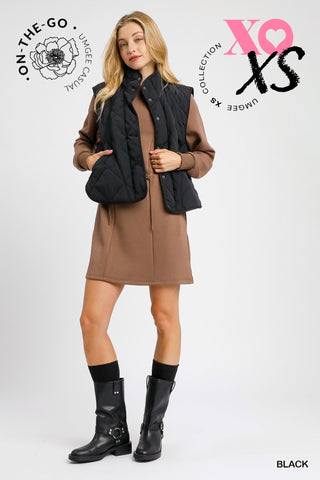 UMGEE Quilted Snap-Front Puffer Vest In Black