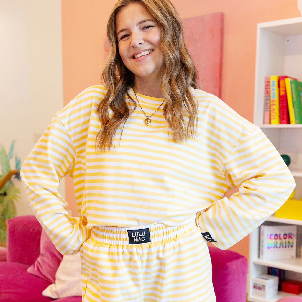 Lulu Mac Knit Long Sleeve Top In Yellow Stripe