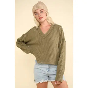 Casual Comfy Soft V-Neck Knit Top