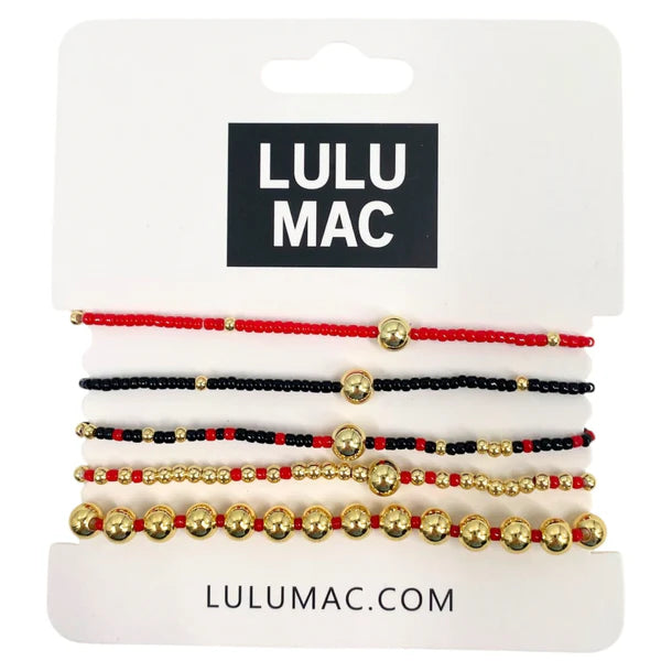Lulu Mac Red and Black Bracelet Stack