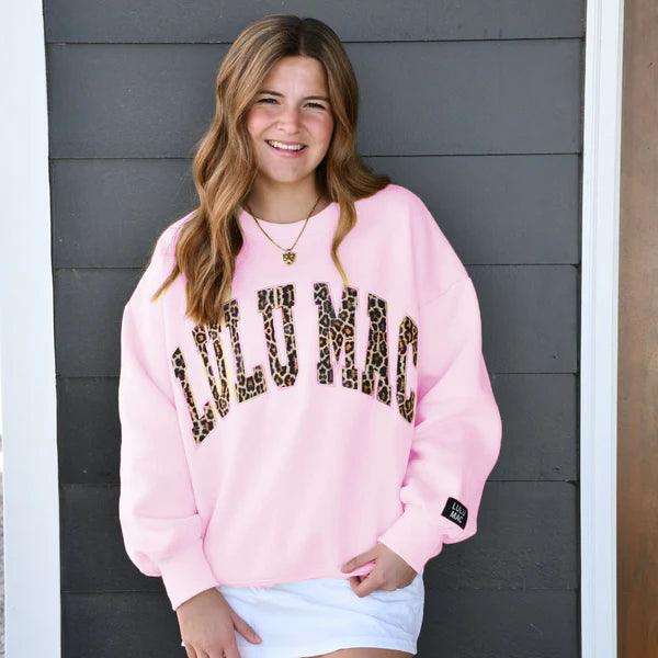Lulu Mac Sweatshirt In Pink With Cheetah Text