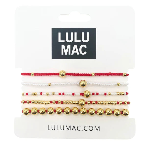 Lulu Mac Red and White Bracelet Stack