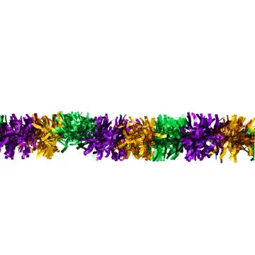 Purple, Green, and Gold Mardi Gras Garland - 9' X 3.5