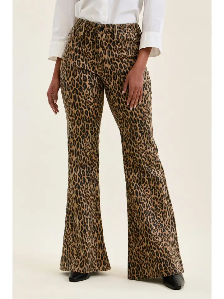Judy Blue Flare Print Leopard Luxe