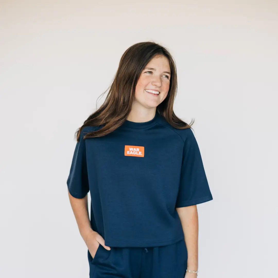 Airy Tee War Eagle Woven Label | Navy