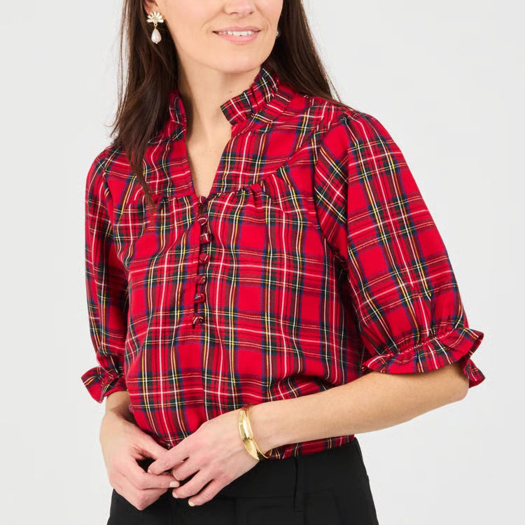 Mary Square Daphne Plaid Red Top