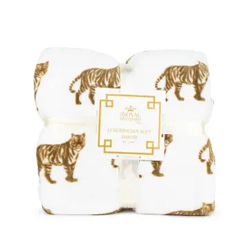 The Royal Standard- Tiger Prowl Throw Taupe/White