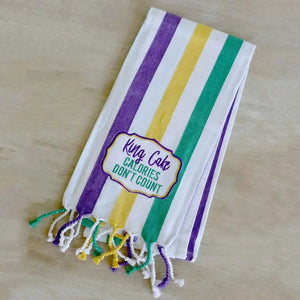 King Cake Stripe Hand Towel Purple/Green/Yellow 20x28