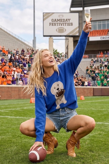 Oversized Gameday Football Puppy Sweater
