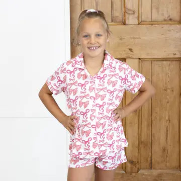 The Royal Standard- Girl's Sutton Bow Sleep Shorts Set