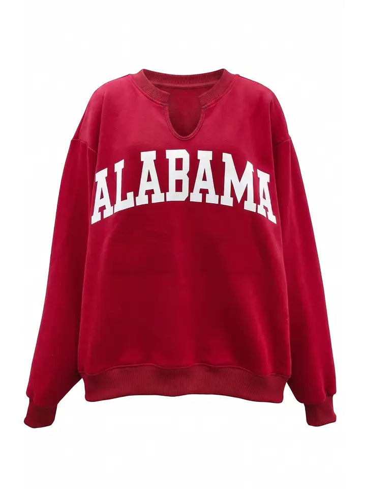 Red 'alabama/Al' Reversible Oversized Pullover