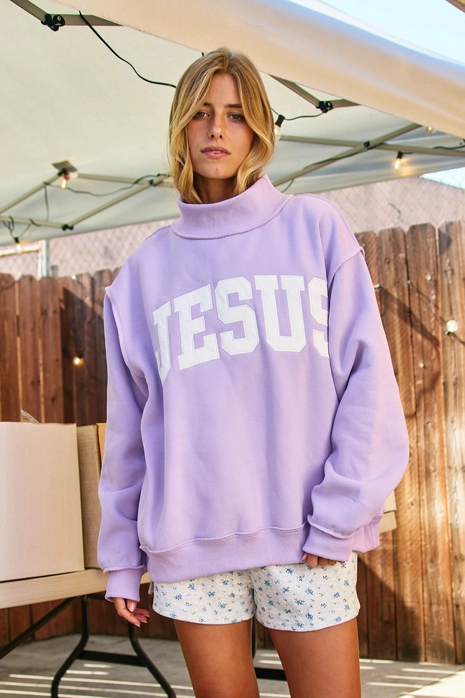 Bucketlist-  JESUS Sweatshirt In Lavender *PreOrder*