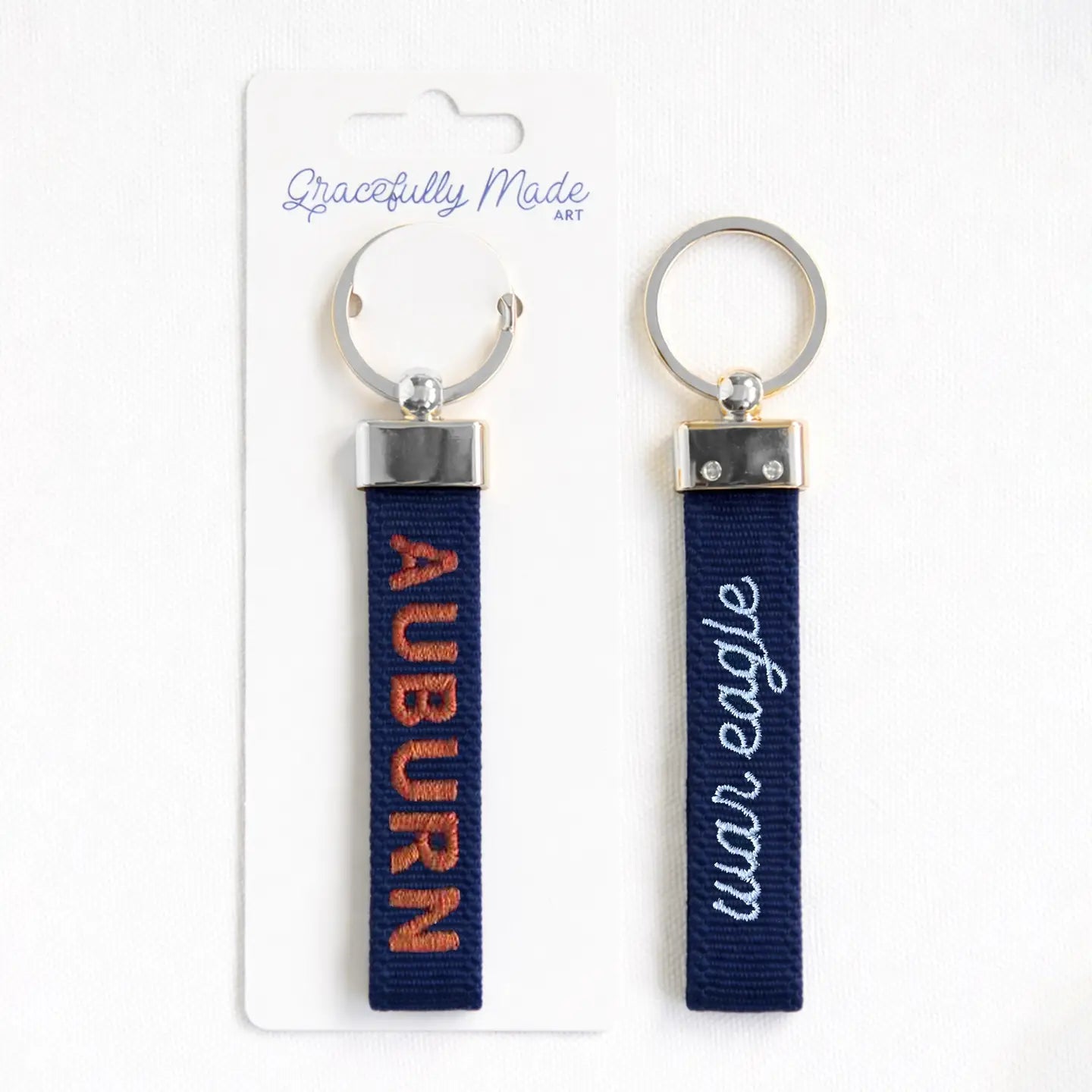 Auburn-War Eagle Embroidered Keychain