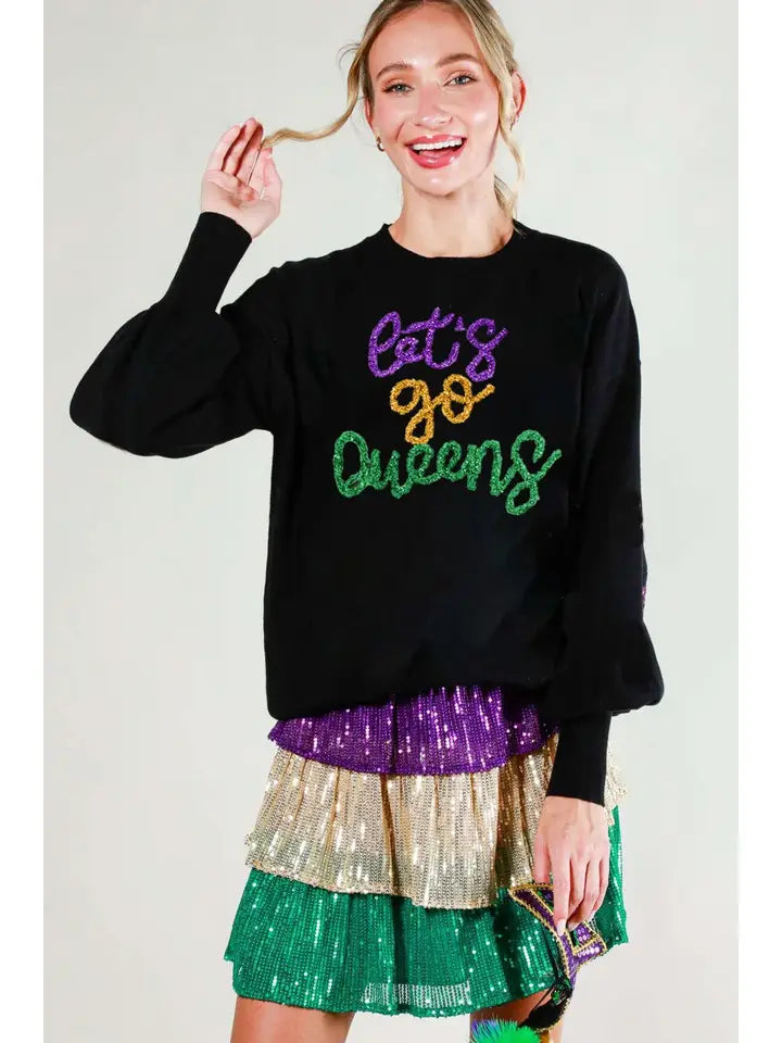 Vine & Love Let's Go Queens Sweater In Black