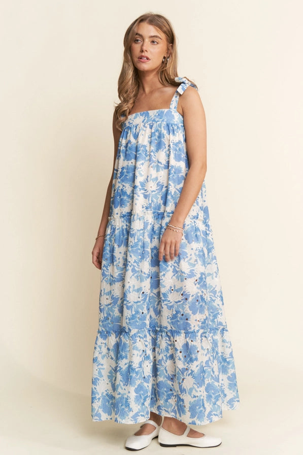 Floral Bandeau Maxi Dress In Blue *COMING SOON*