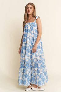 Floral Bandeau Maxi Dress In Blue *COMING SOON*