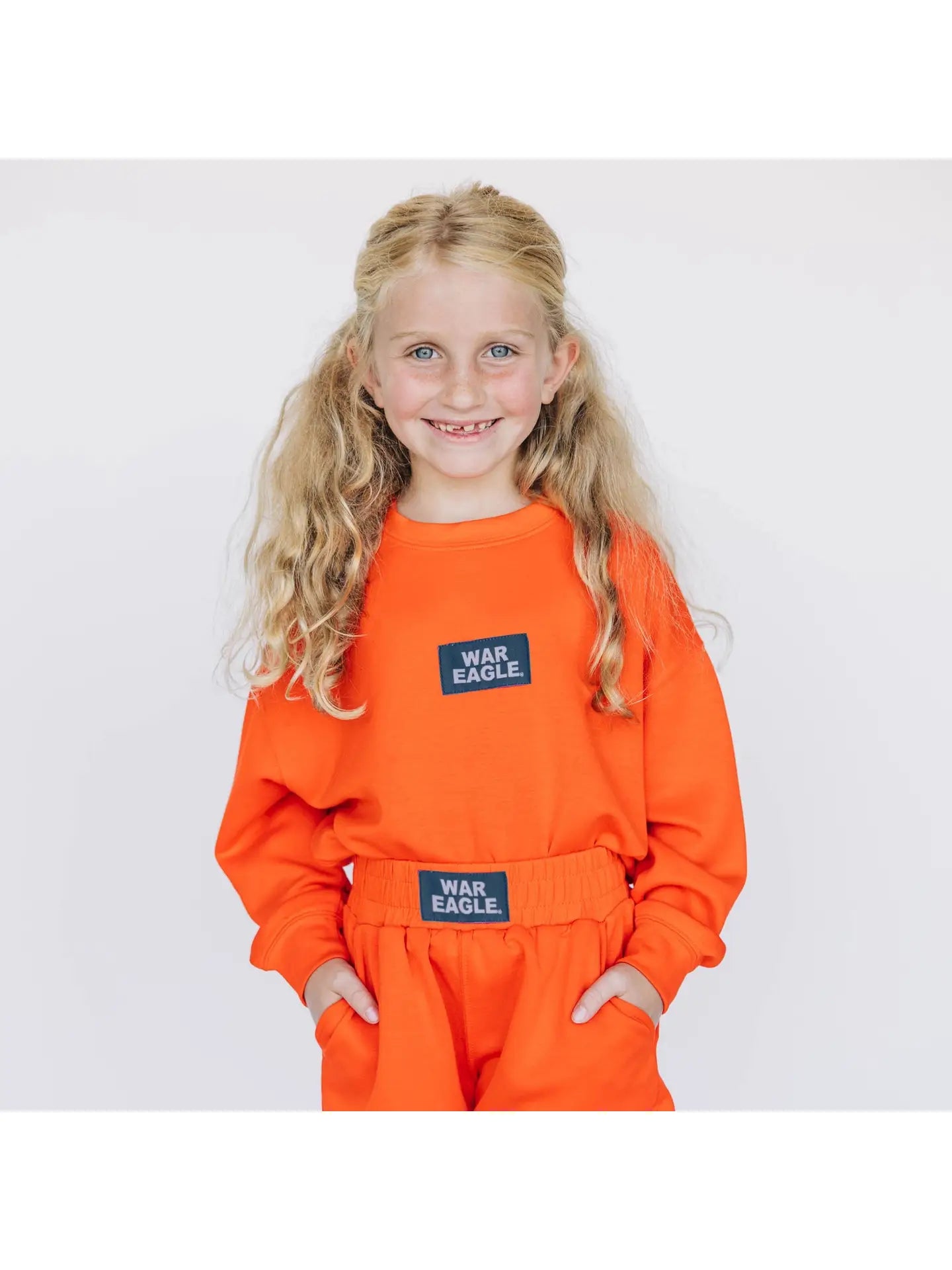 Crewneck War Eagle Woven Label | Youth Orange
