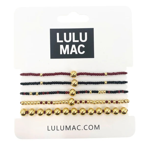 Lulu Mac Crimson and Black Bracelet Stack