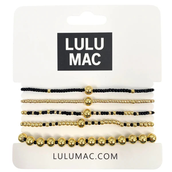 Lulu Mac Black and Gold Bracelet Stack