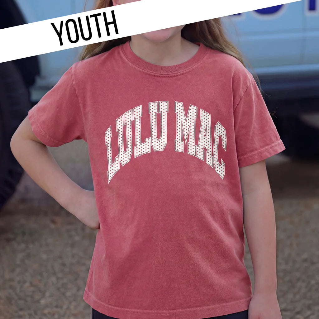 Youth Polka Dot Crimson Youth Comfort Colors Tee