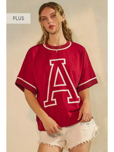 Oddi Dark Red Oversized Vintage Inspired A Tee PLUS Sizes