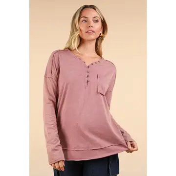 Mineral Washed Cotton Comfy Knit Top