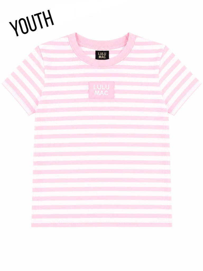 Stripe Patch Youth Baby Doll Top Light Pink