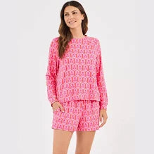 Mary Square Rosette Charm Pink Annie Short Set