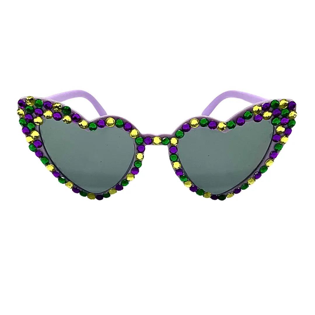 Lavender Heart Shaped Rhinestone Sunglasses