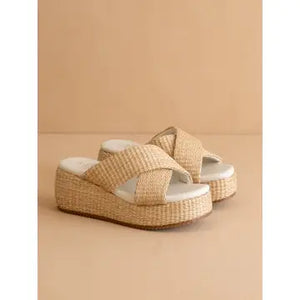 Oasis Society The Fresno Natural Raffia Platform Sandal
