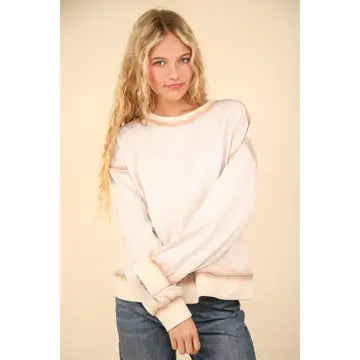 Contrast Spray Detail Oversized Sweat Shirt Knit Top