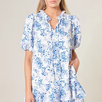 SC- Halcyon Floral Runner Up Shift Dress TONAL BLUE FLORAL